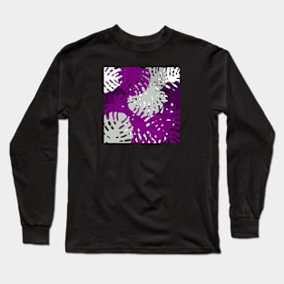 Ace Pride Overlapping Monstera Leaves Pattern Long Sleeve T-Shirt